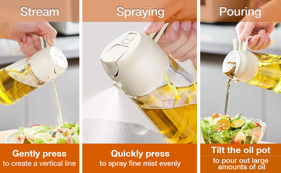 Oil Dispenser Bottle, Oil Spray Bottle for Cooking, Oil Sprayer for Air Fryer, Oil and Vinegar Pourer and sprayer bottle, Kitchen Oil Bottle | 500ml (Multicolor)