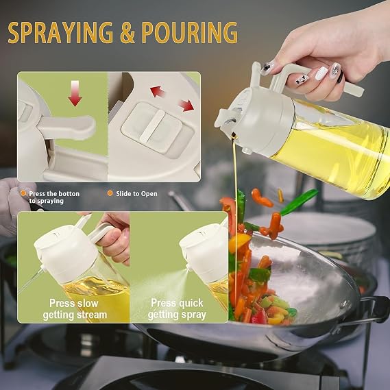 Oil Dispenser Bottle, Oil Spray Bottle for Cooking, Oil Sprayer for Air Fryer, Oil and Vinegar Pourer and sprayer bottle, Kitchen Oil Bottle | 500ml (Multicolor)